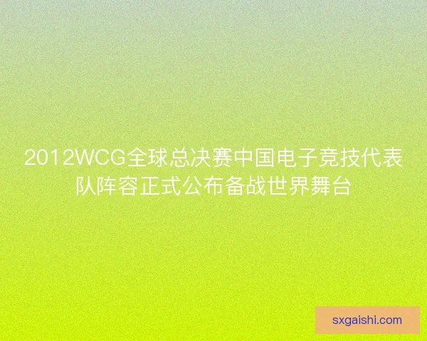 2012WCG全球总决赛中国电子竞技代表队阵容正式公布备战世界舞台