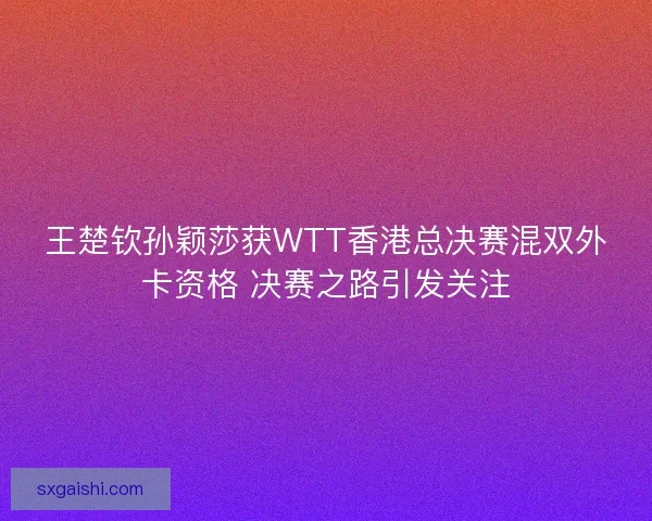 王楚钦孙颖莎获WTT香港总决赛混双外卡资格 决赛之路引发关注