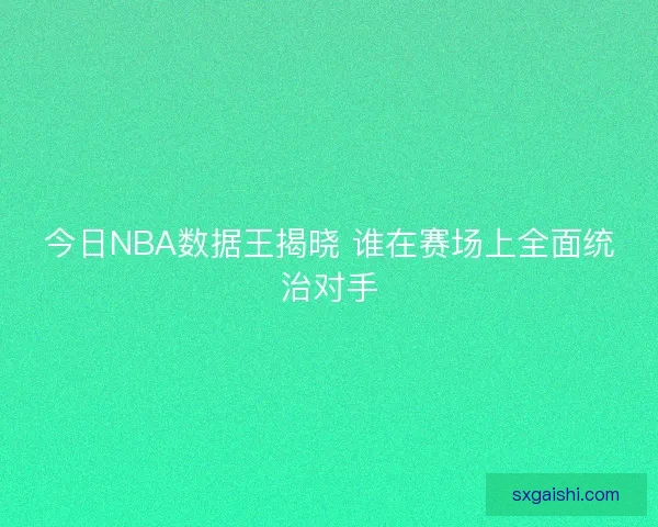 今日NBA数据王揭晓 谁在赛场上全面统治对手
