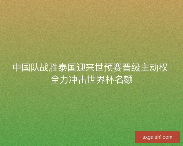 中国队战胜泰国迎来世预赛晋级主动权 全力冲击世界杯名额